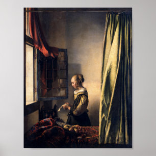 Poster La lecture d'une lettre de Johannes Vermeer Art