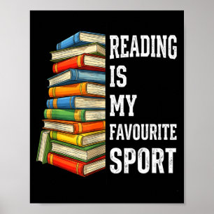 Poster La lecture est le sport préféré livre amusant pile