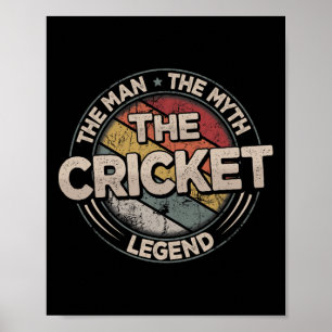 Poster La légende du cricket Joueur de cricket rétro Homm