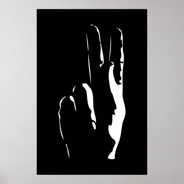 Poster la lettre K en langue des signes (Devant)