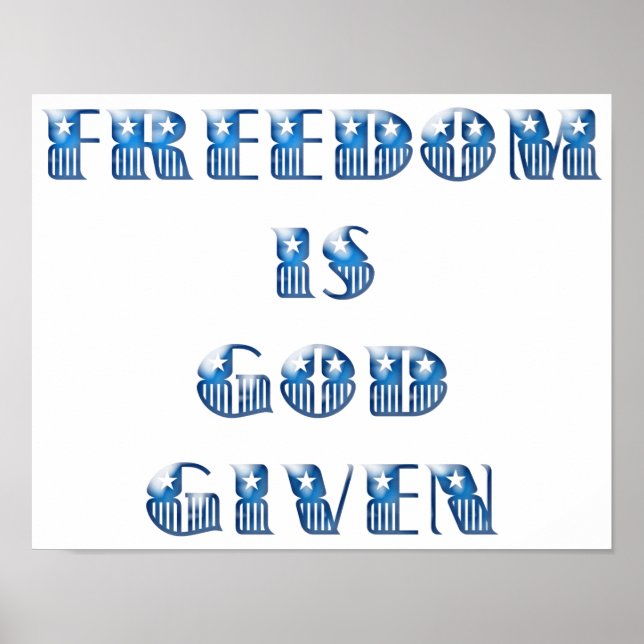 Poster La liberté est donnée par Dieu, bleu (Devant)
