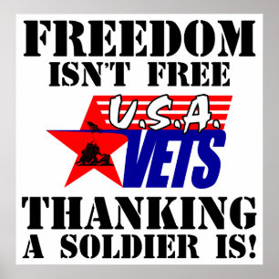 Poster La liberté n'est pas libre : Merci à un soldat !