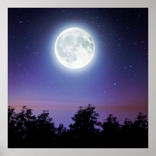 Poster la Lune au-dessus de la forêt (Devant)