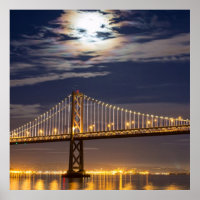 La lune ce soir au-dessus du Bay Bridge