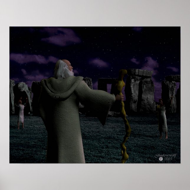 Poster La lune de Fullmoon à Stonehenge (Devant)