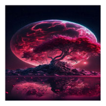 La lune de sang monte. Imaginaire lune rose violet