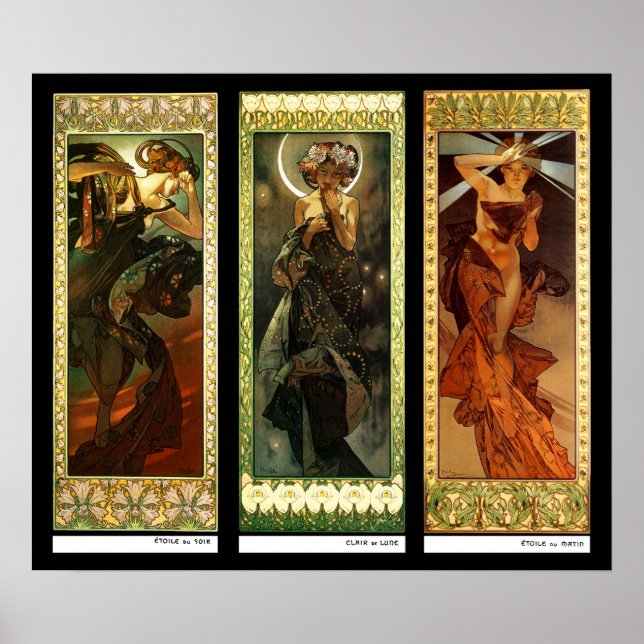 Poster La lune et les étoiles by Alphonse Mucha (Devant)