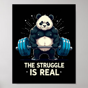 Poster La Lutte Est Vraiment Drôle Gym Panda Workout Moti