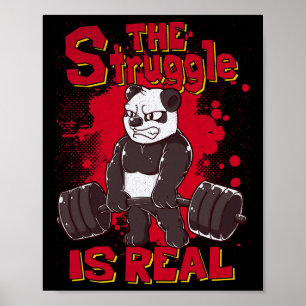 Poster La Lutte Est Vraiment Drôle Panda Gym Bodybuilding