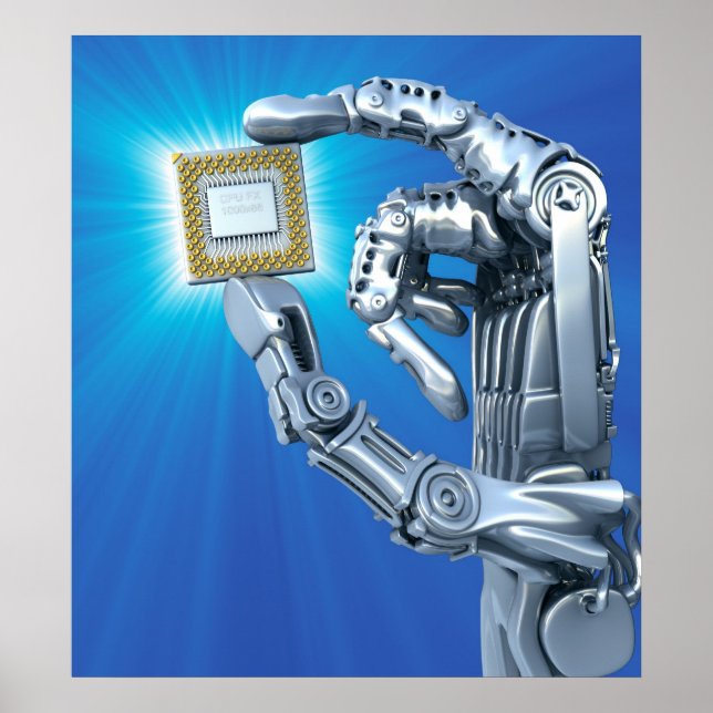 Poster La main du robot avec le processeur (Devant)