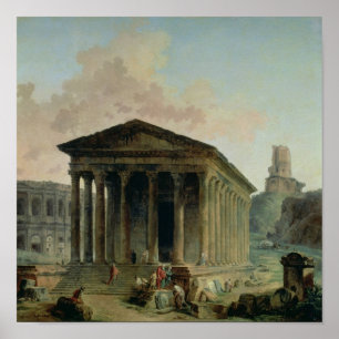 Poster La Maison Carree avec l'amphithéâtre