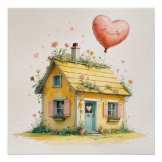 Poster La Maison de la Joie – Impression d'art à l'aquare
