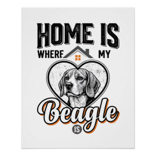 Poster La maison est là où est mon Beagle Design de chien
