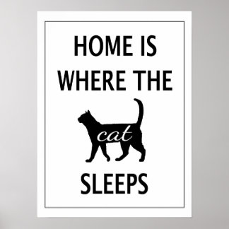 Poster La maison est là où le chat dort