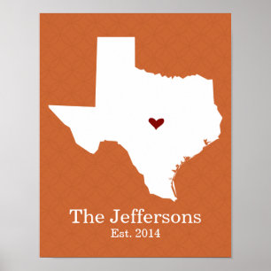 Poster La maison est où votre coeur est - le Texas