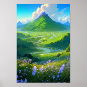 Poster La Majesté de la nature, le volcan vert