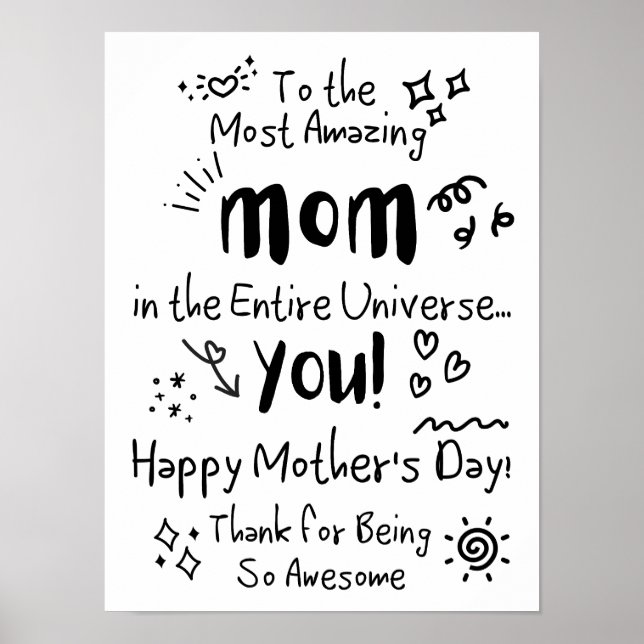 Poster La maman la plus Extraordinaire mignonne Doodle Ar (Devant)