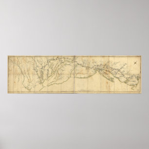 Poster La marche de Rochambeau de Yorktown à Boston Carte