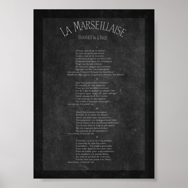 Poster La marseillaise - Paroles (Devant)
