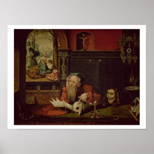 Poster La méditation de St Jerome (huile sur le panneau)