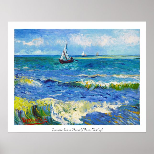 Poster La mer à Saintes-Maries Vincent Van Gogh (Devant)
