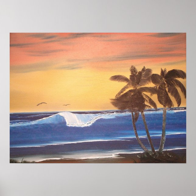 Poster La mer d'Hawaii à l'affiche de la peinture du couc (Devant)