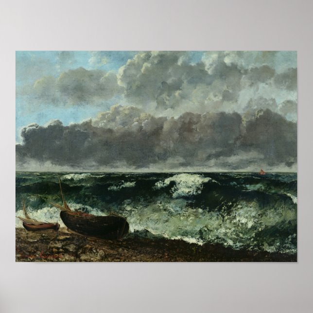 Poster La Mer Stormy ou, La Vague, 1870 (Devant)