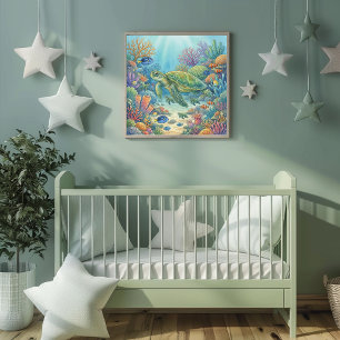 Poster La Mère Tortue de Mer et la Nurserie des nouveau-n