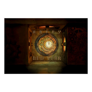 Poster La méta ronde du Nouvel An sur le thème steampunk