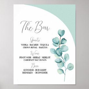Poster La Monnaie Mariage Feuille du Bar Mariage Eucalypt