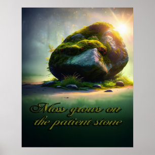 Poster La mousse pousse sur la pierre patiente