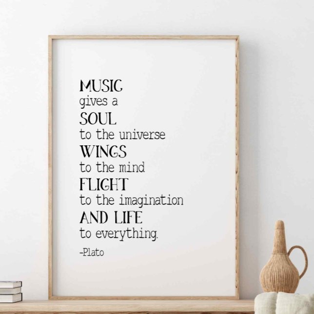 Poster La Musique Donne Une Âme À L'Univers, Citation Pla (Créateur téléchargé)