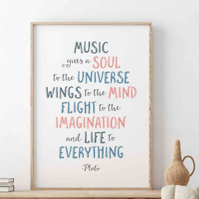 Poster La Musique Donne Une Âme À L'Univers, Citation Pla (Créateur téléchargé)
