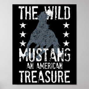 Poster La Mustang Sauvage Un Trésor Américain Drôle Cheva