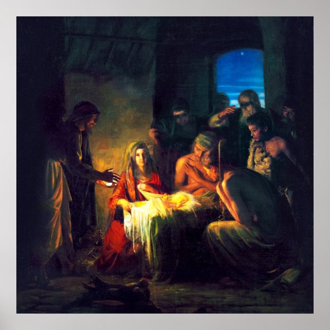Poster La naissance de Jésus par Carl Bloch (Devant)