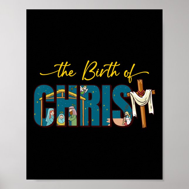 Poster La Naissance Du Christ Croix Nati De Noël Religieu (Devant)