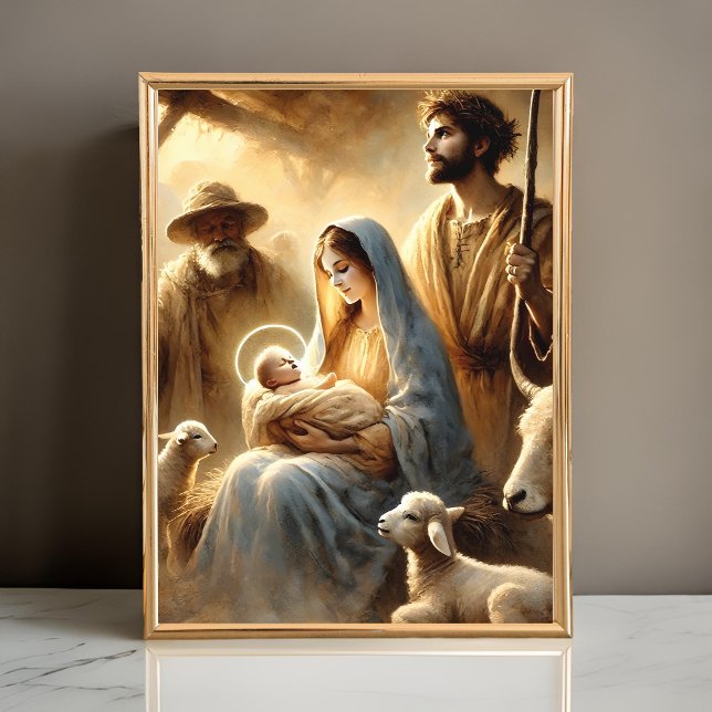 Poster La Nativité Rêvée en Aquarelle (Créateur téléchargé)