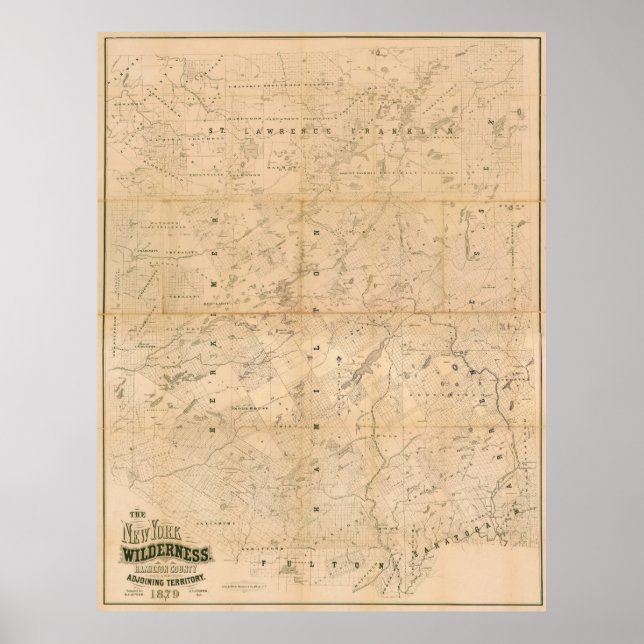 Poster La nature de New York. Carte de 1879. (Devant)