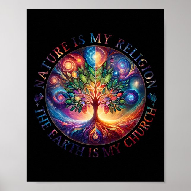 Poster La Nature Est Ma Religion La Terre Est Mon Église  (Devant)