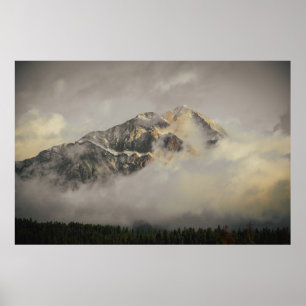 POSTER LA NEIGE COUVERT LA MONTAGNE SOUS LE CIEL NUAGE PE