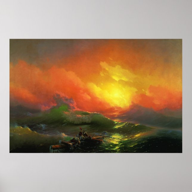 Poster La Neuvième vague (Mer orageuse au coucher du sole (Devant)