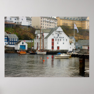 Poster La Norvège, marina à la tête d'un fjord