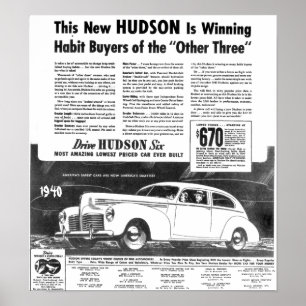 Poster La nouvelle automobile 1940 du Hudson
