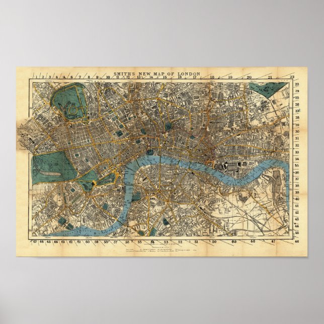 Poster La nouvelle carte de Londres de Smith 1860 (Devant)
