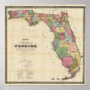 Poster La nouvelle carte Drew's de l'État de Floride