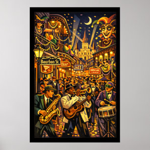 Poster La Nouvelle-Orléans au Mardi Gras de style Art Déc