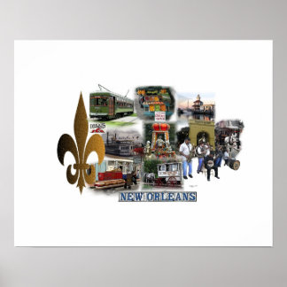 Poster La Nouvelle-Orléans célèbres sites et scènes