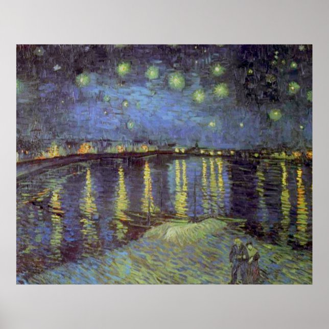 Poster La nuit bleue étoilée de Van Gogh au-dessus de la  (Devant)