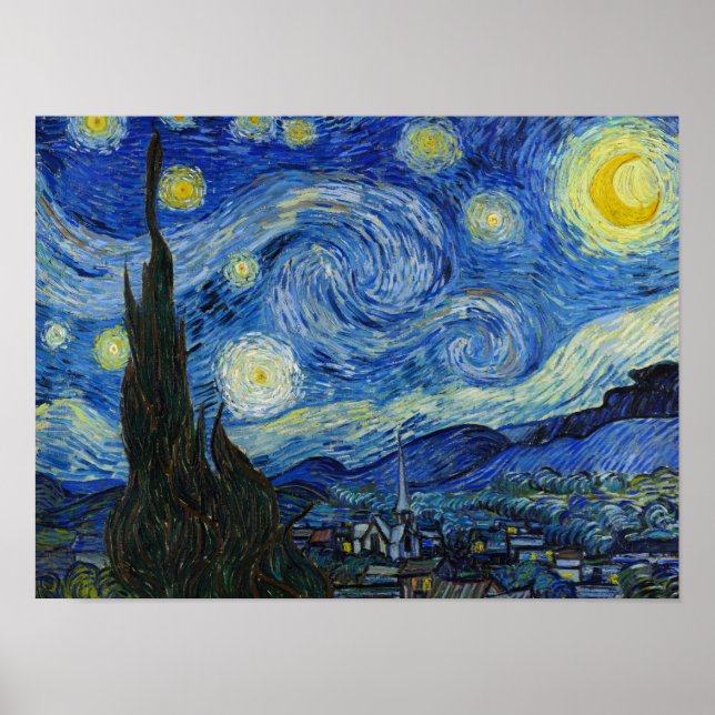 Poster La nuit étoilée, 1889 par Vincent van Gogh (Devant)