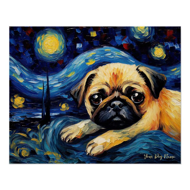 Poster La nuit étoilée - Chien Carlin 003 - Qian wan Gogh (Devant)